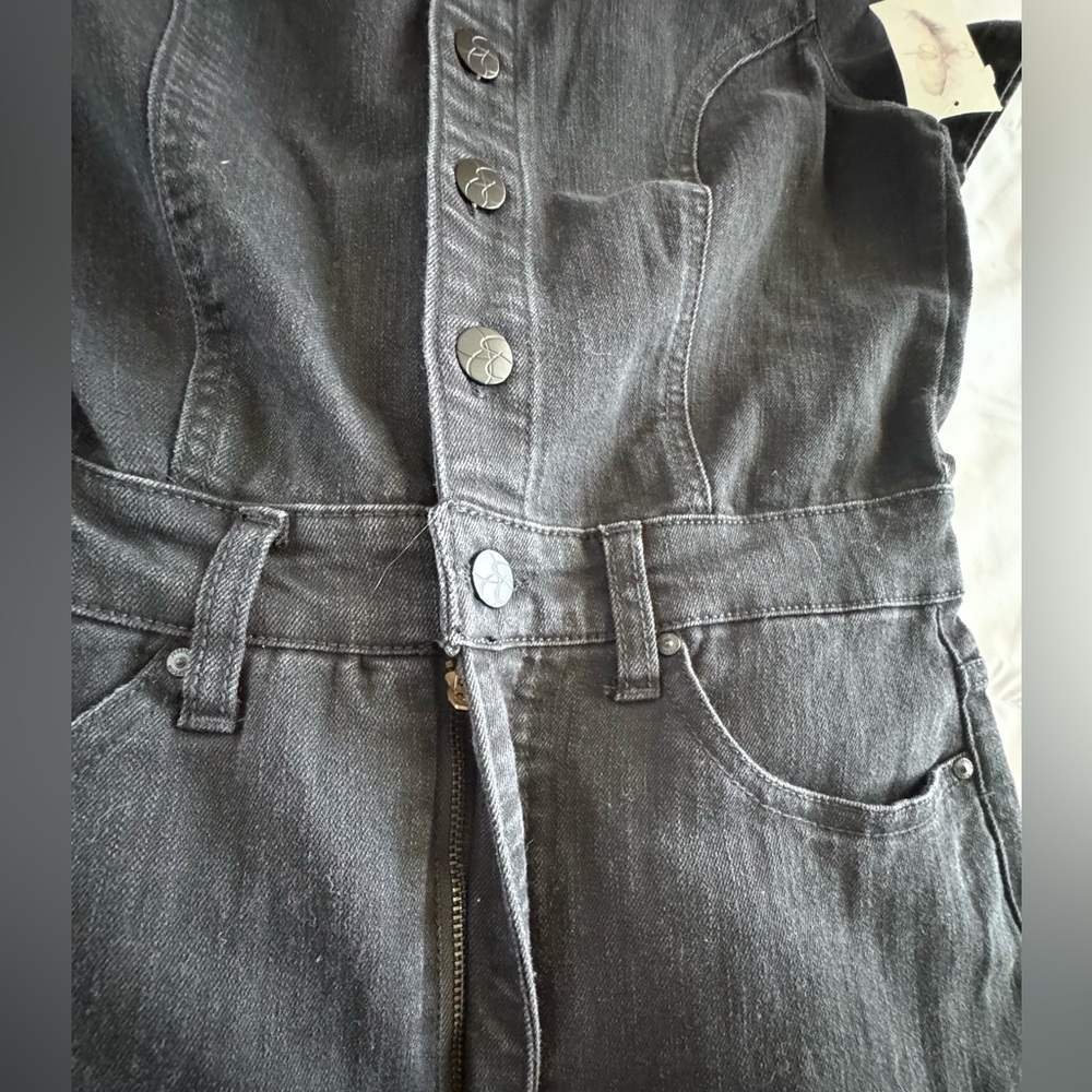 Jessica Simpson Black Denim Jeans Jumpsuit. - Picture 9 of 12